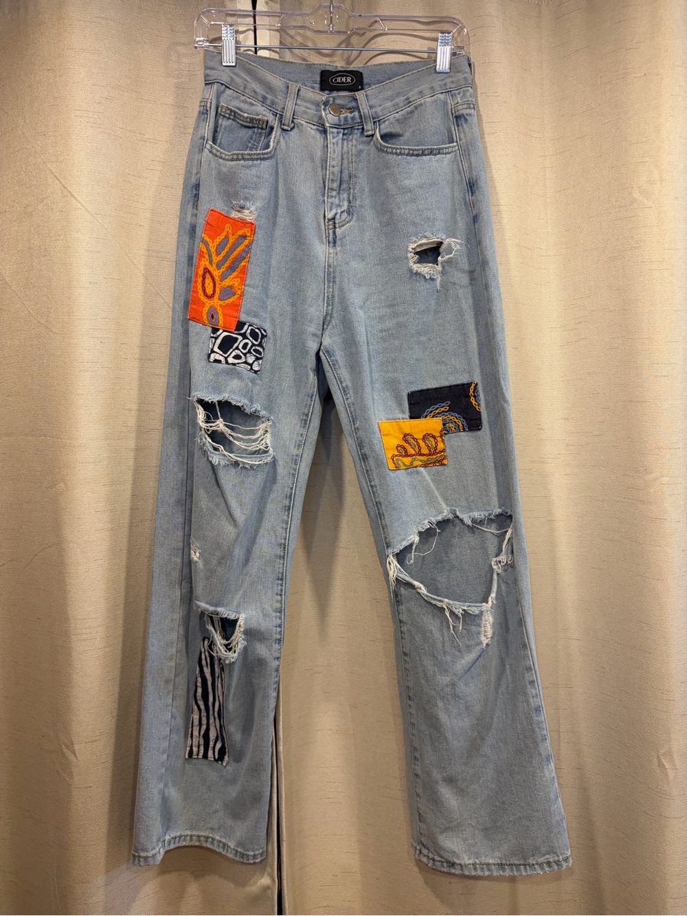 Cider Light Blue Distressed Patchwork Women’s Jeans